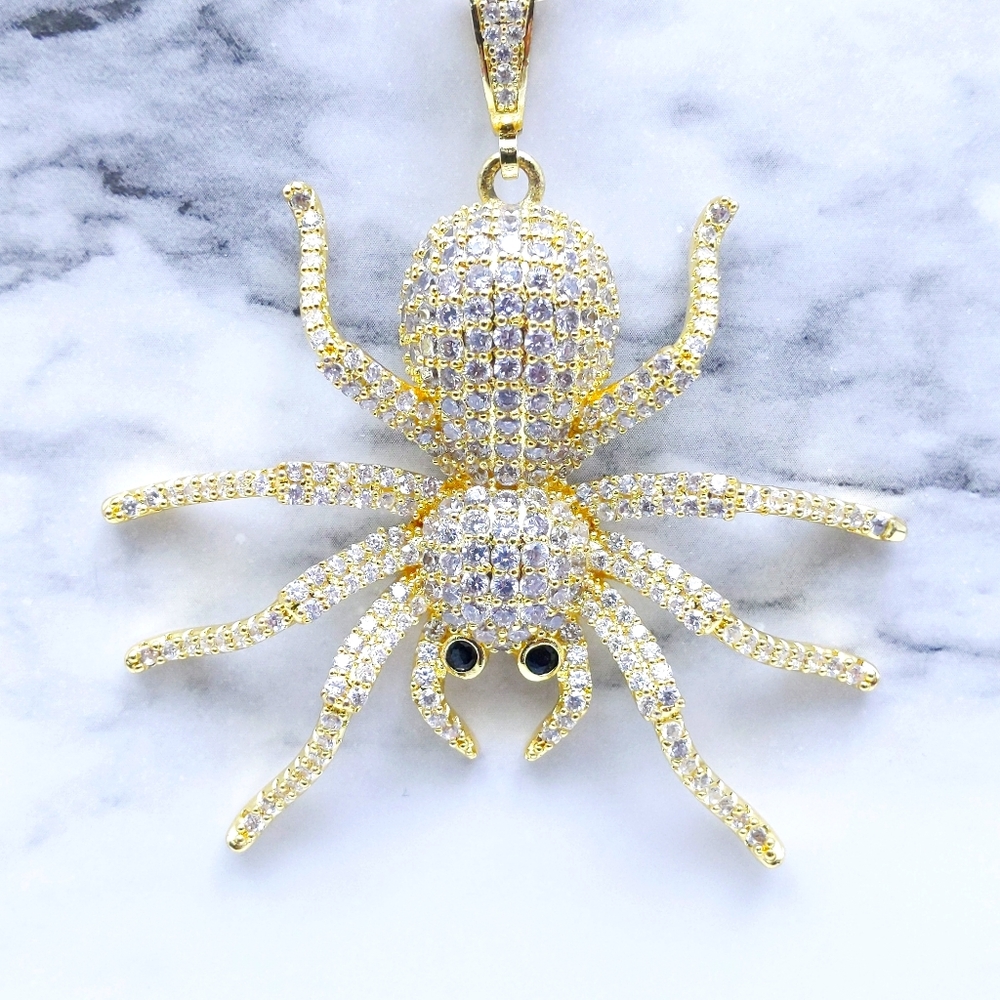 14K Gold Finish Spider + 20" Rope Chain